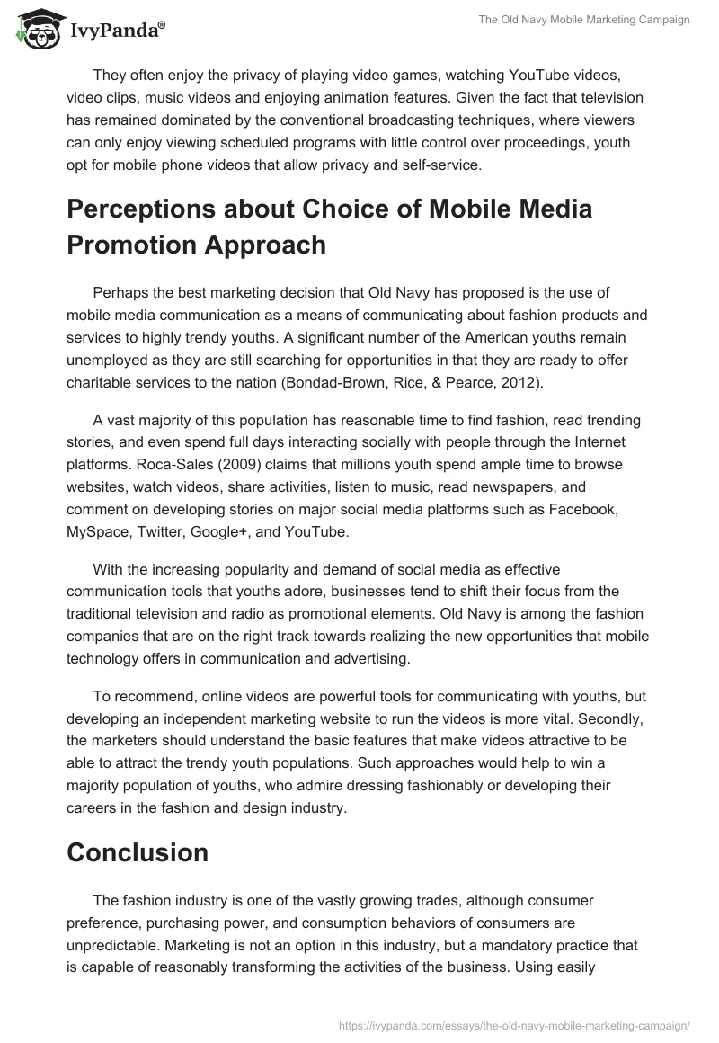 The Old Navy Mobile Marketing Campaign. Page 4