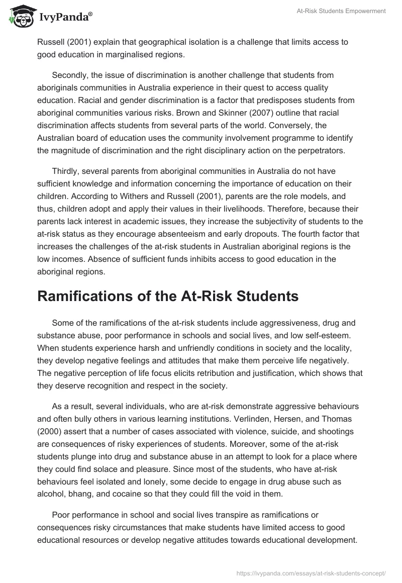 At-Risk Students Empowerment. Page 2