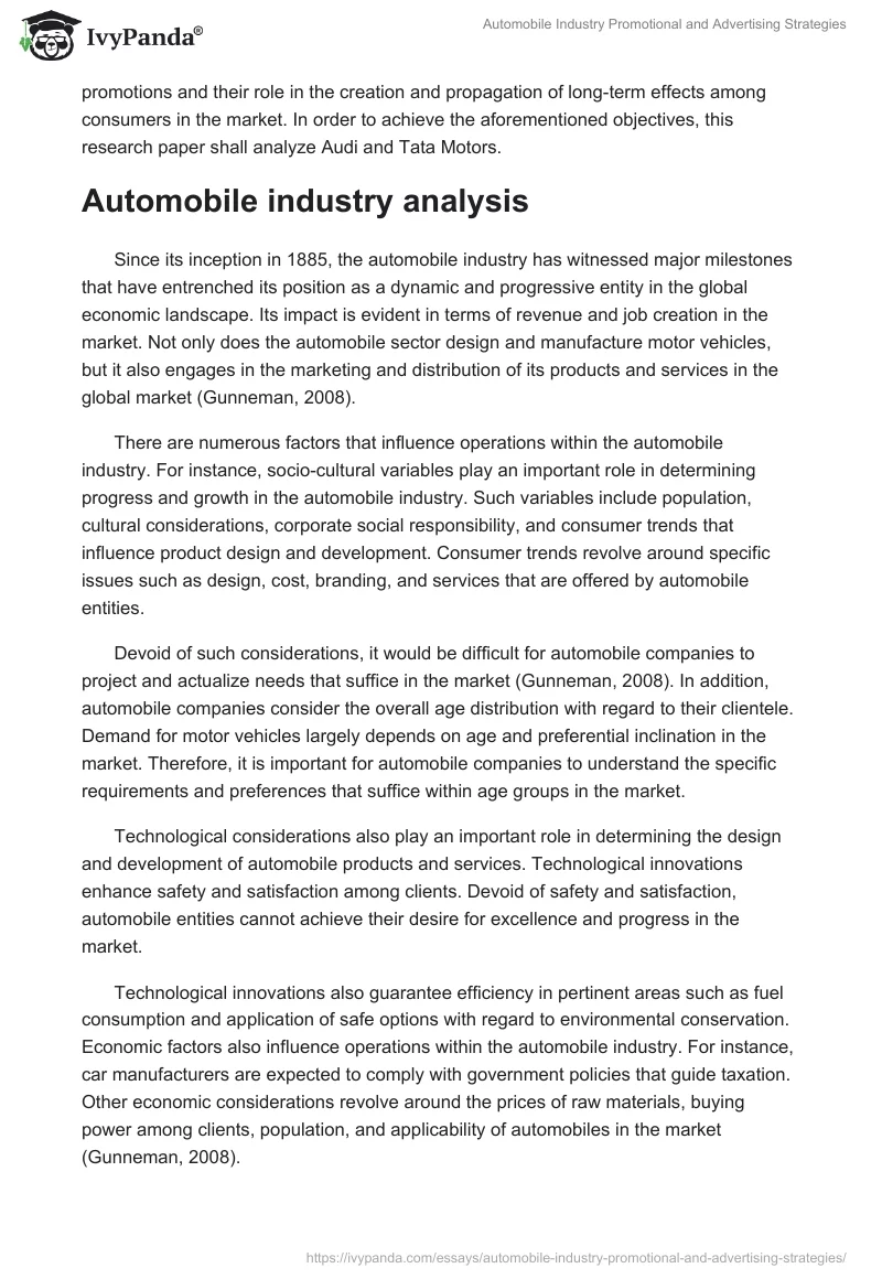 Automobile Industry Promotional and Advertising Strategies. Page 2