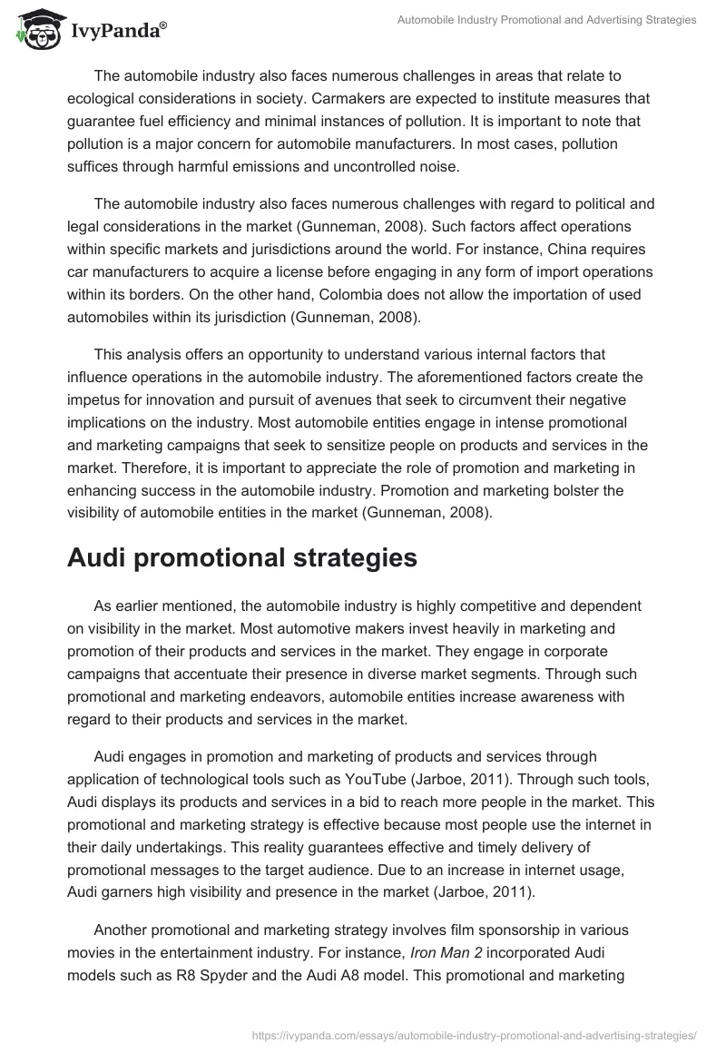 Automobile Industry Promotional and Advertising Strategies. Page 3