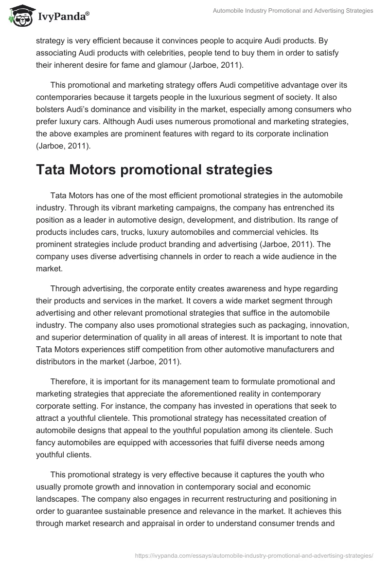 Automobile Industry Promotional and Advertising Strategies. Page 4