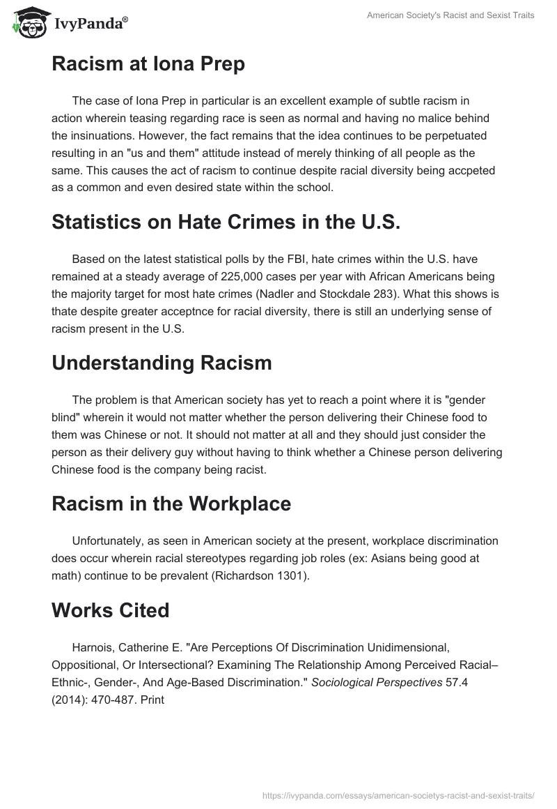 American Society's Racist and Sexist Traits. Page 2