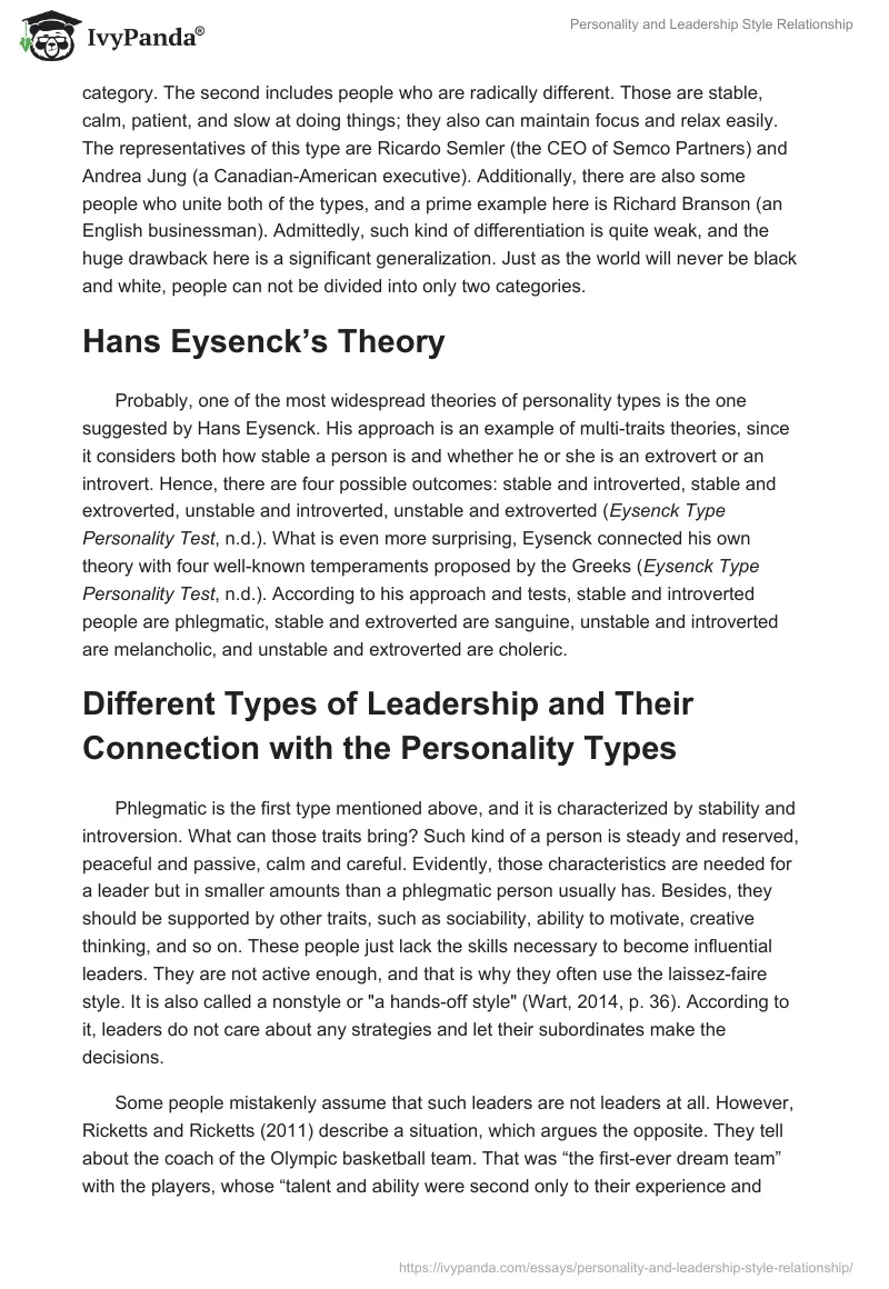 Personality and Leadership Style Relationship. Page 2