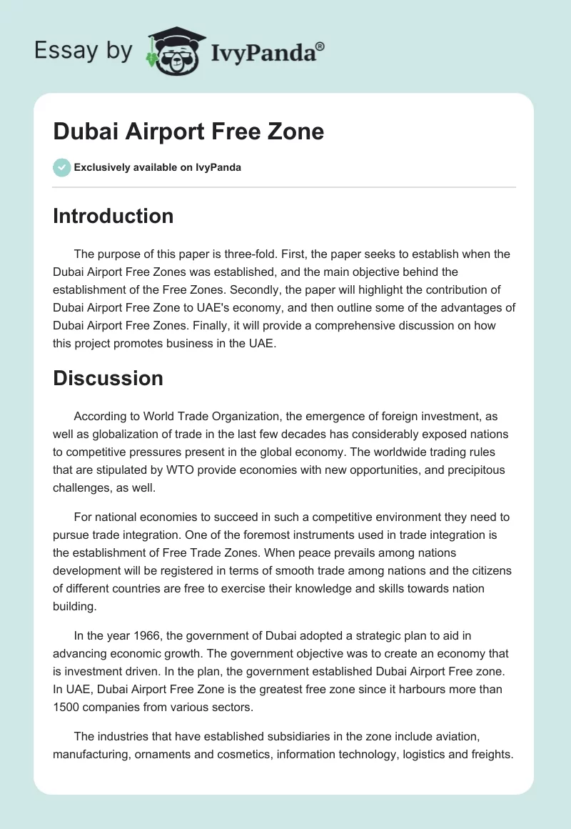 Dubai Airport Free Zone. Page 1