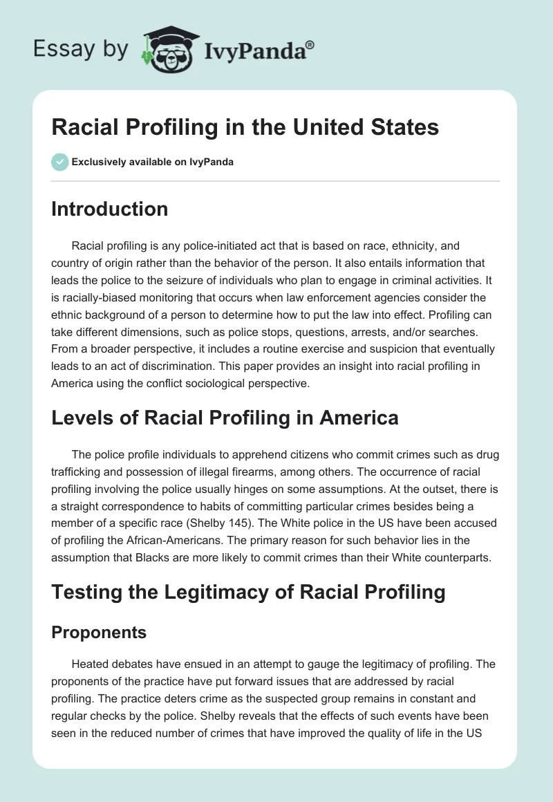Racial Profiling in the United States. Page 1