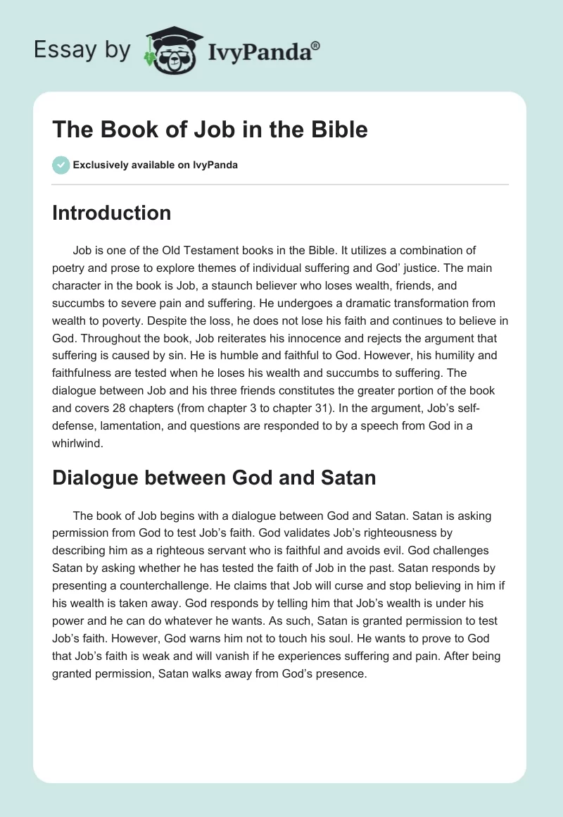 The Book of Job in the Bible. Page 1