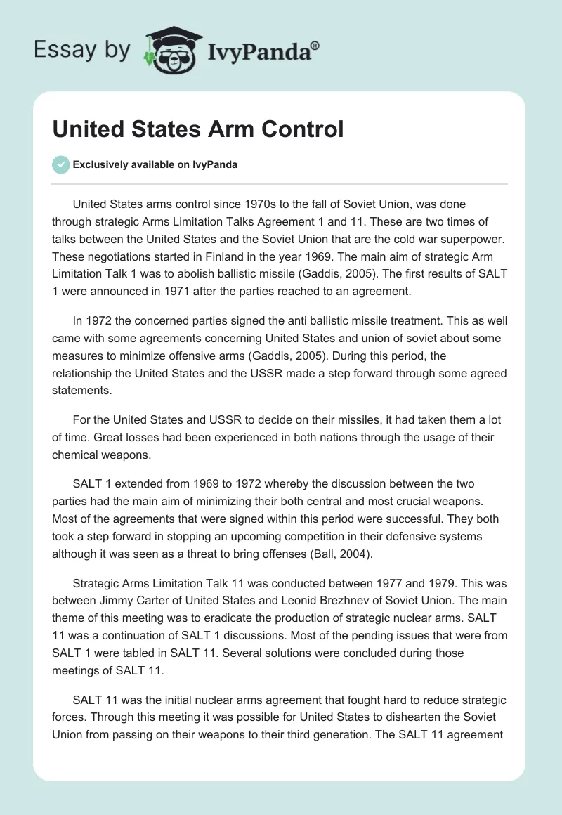 United States Arm Control. Page 1