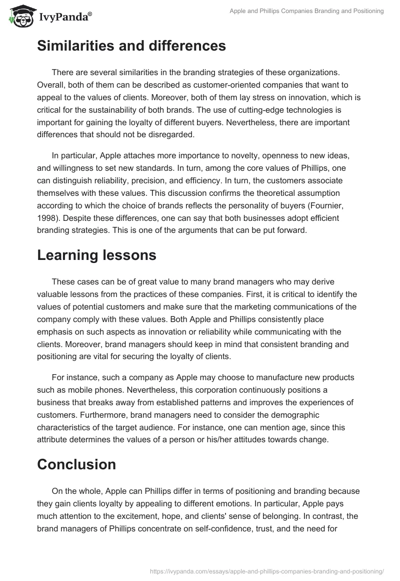 Apple and Phillips Companies Branding and Positioning. Page 3