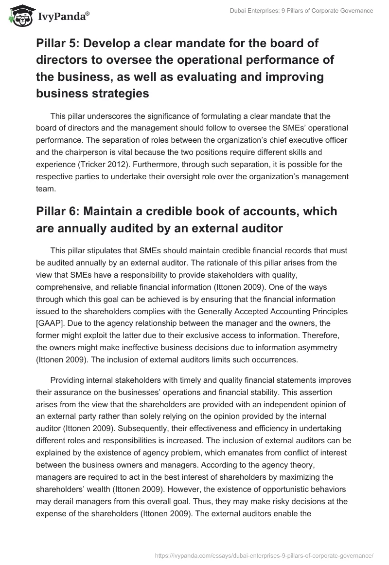 Dubai Enterprises: 9 Pillars of Corporate Governance. Page 4