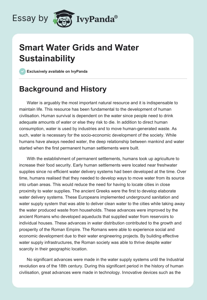 Smart Water Grids and Water Sustainability. Page 1