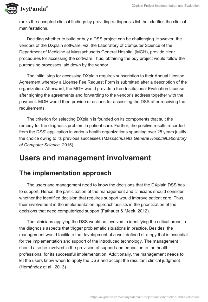 DXplain Project Implementation and Evaluation. Page 3
