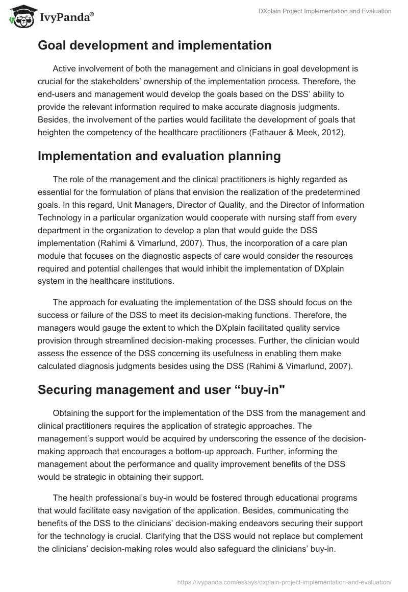 DXplain Project Implementation and Evaluation. Page 4