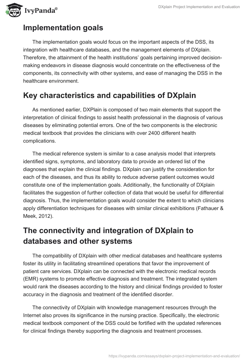 DXplain Project Implementation and Evaluation. Page 5