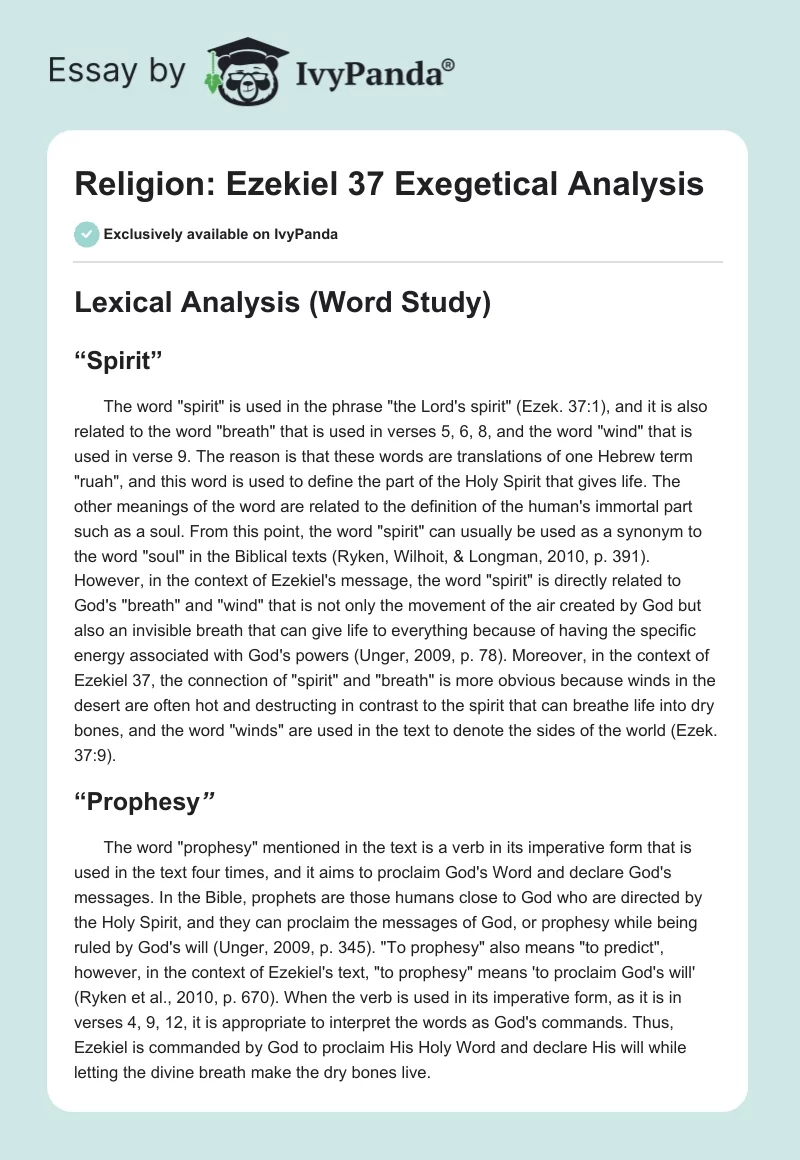 Religion: Ezekiel 37 Exegetical Analysis. Page 1