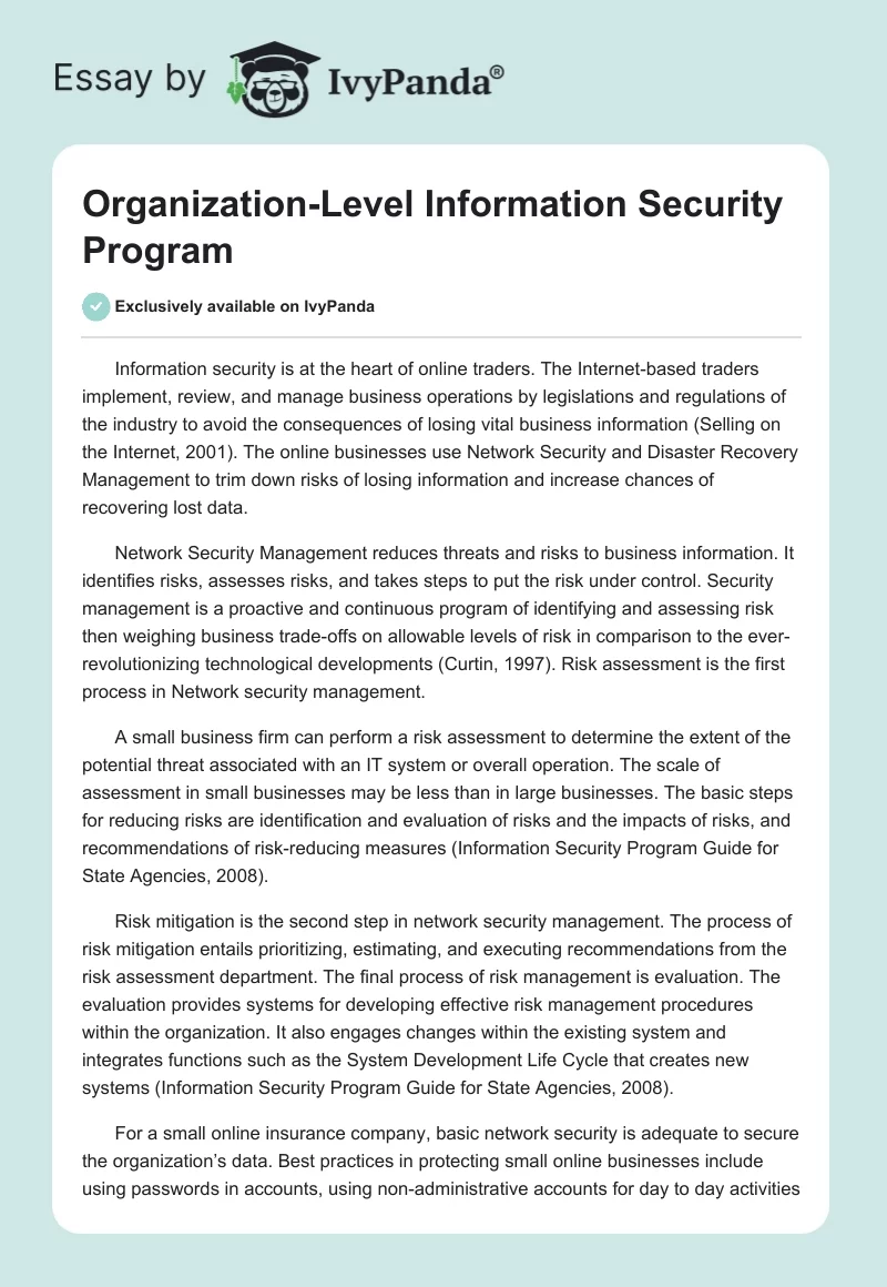 Organization-Level Information Security Program. Page 1