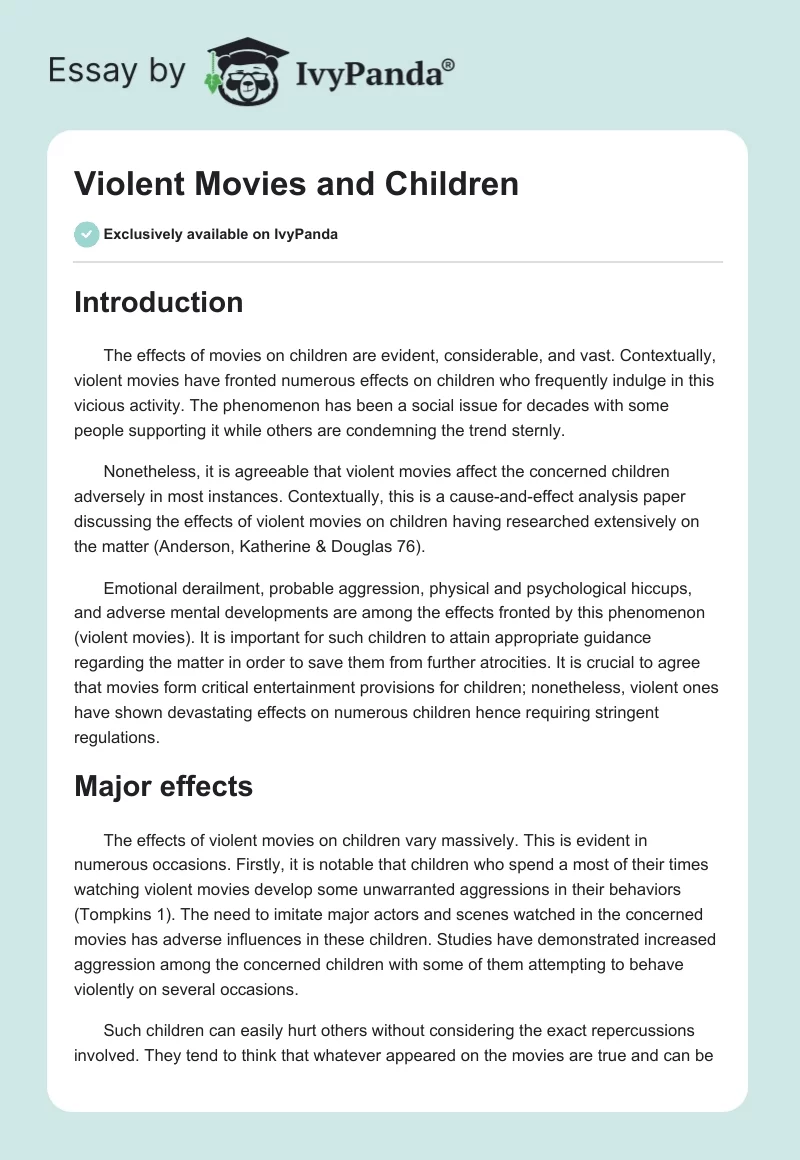 Violent Movies and Children. Page 1