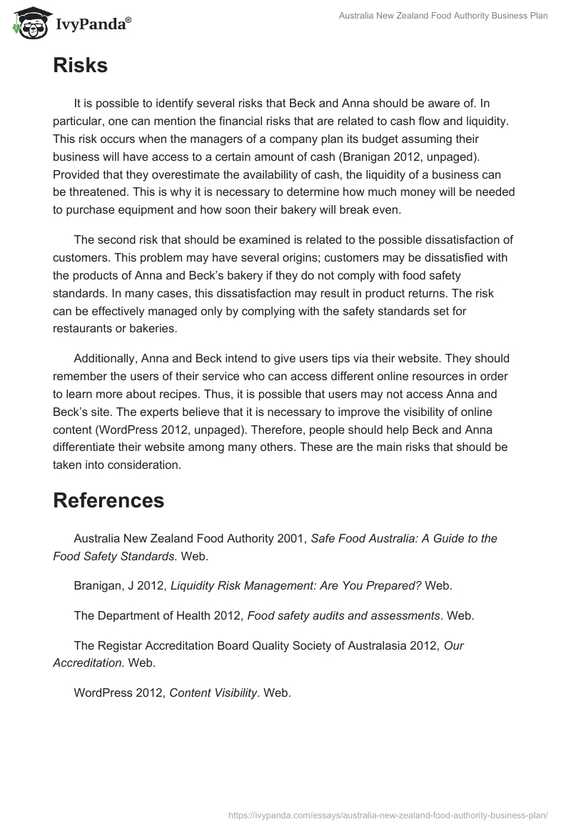 Australia New Zealand Food Authority Business Plan. Page 2