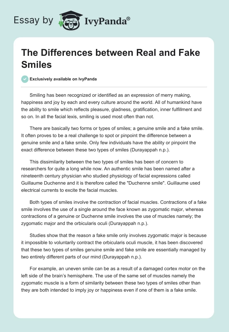 The Differences between Real and Fake Smiles. Page 1