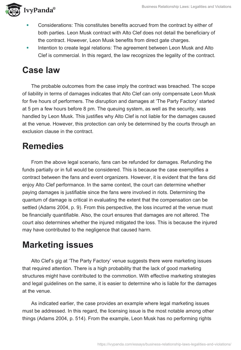 Business Relationship Laws: Legalities and Violations. Page 2
