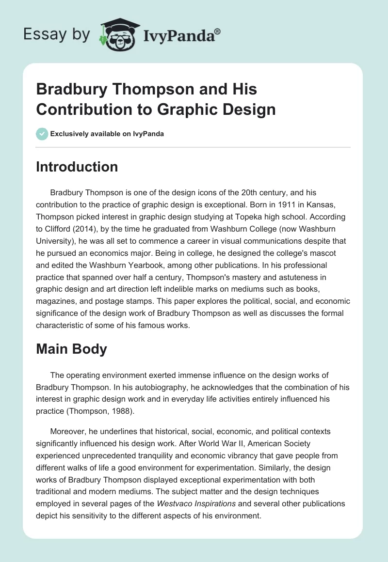 Bradbury Thompson and His Contribution to Graphic Design. Page 1
