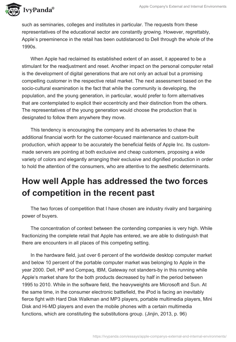 Apple Company's External and Internal Environments. Page 2
