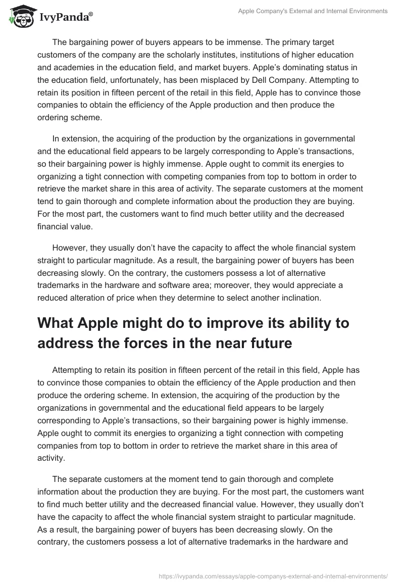 Apple Company's External and Internal Environments. Page 3