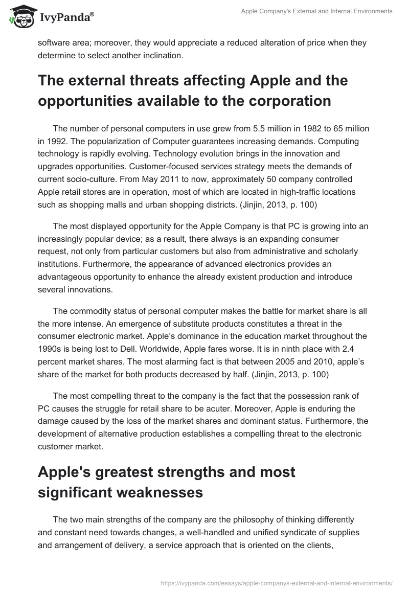 Apple Company's External and Internal Environments. Page 4