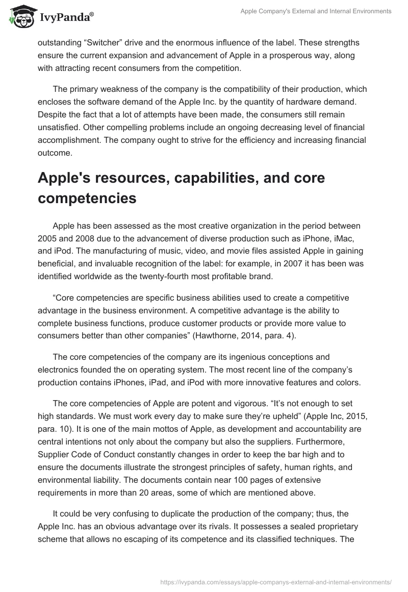 Apple Company's External and Internal Environments. Page 5
