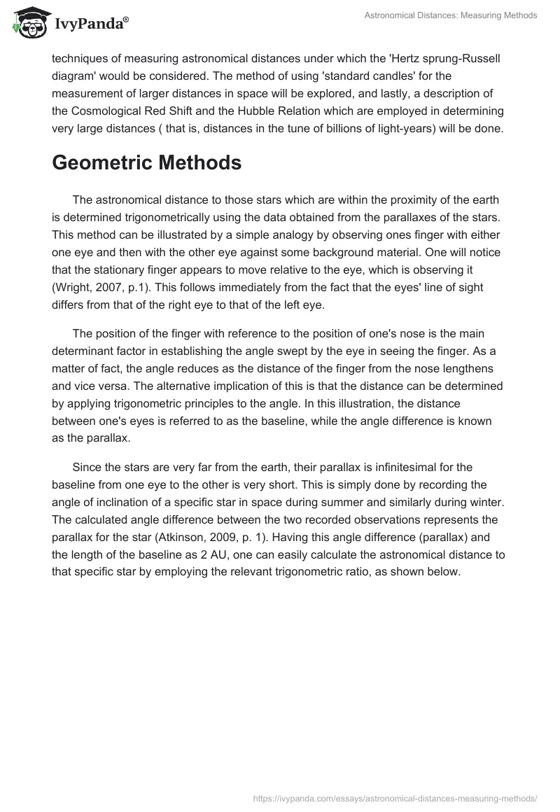 Astronomical Distances: Measuring Methods. Page 2