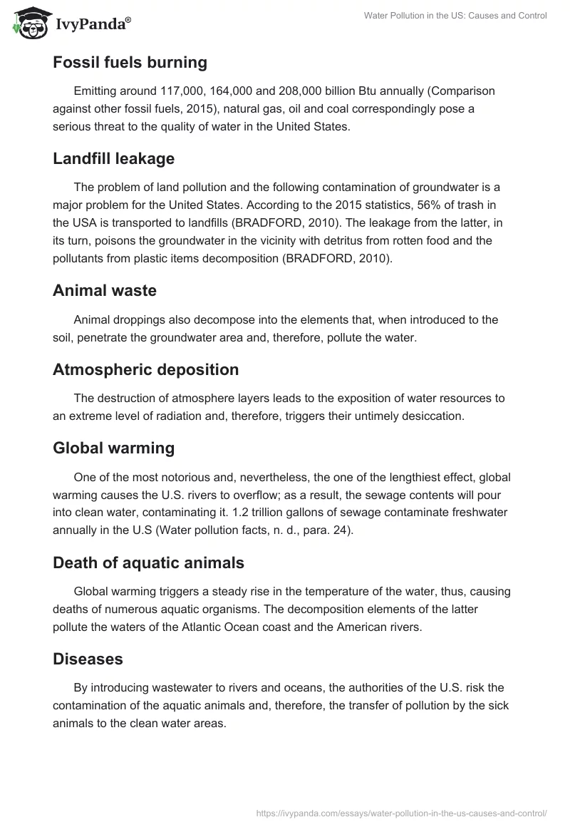 Water Pollution in the US: Causes and Control. Page 3