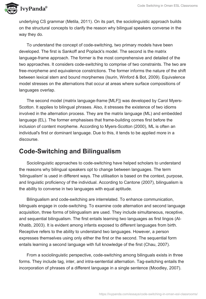 Code Switching in Oman ESL Classrooms. Page 4