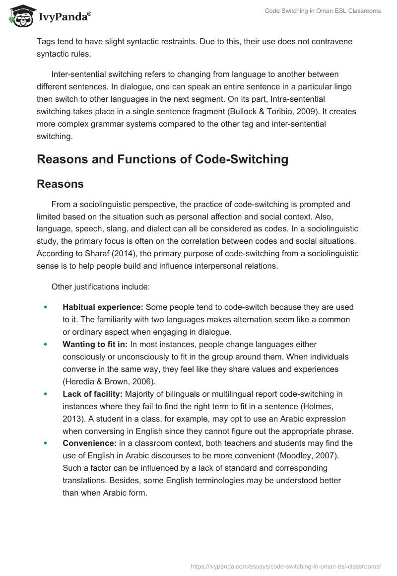 Code Switching in Oman ESL Classrooms. Page 5