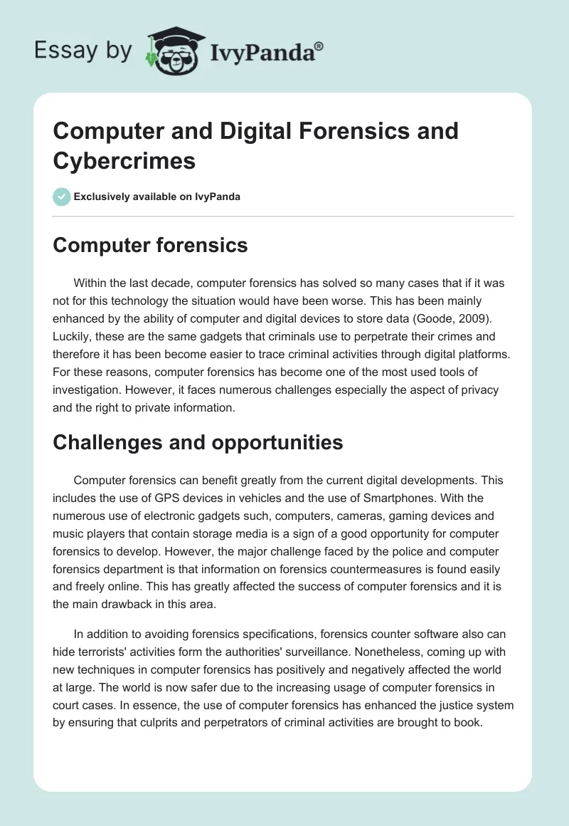 Computer and Digital Forensics and Cybercrimes. Page 1