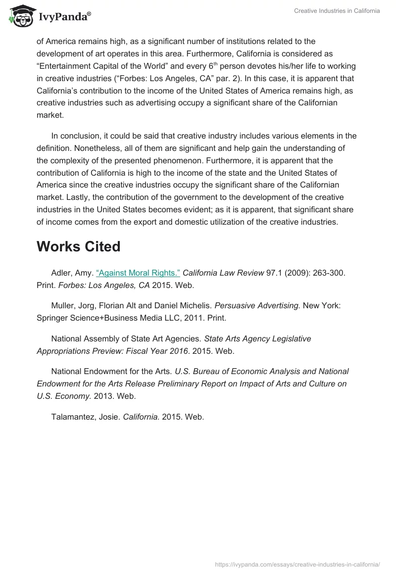 Creative Industries in California. Page 2