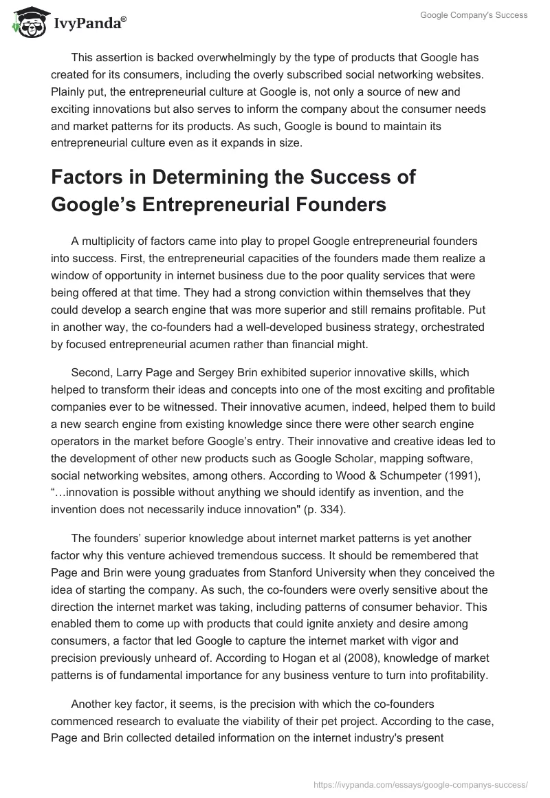 Google Company's Success. Page 2