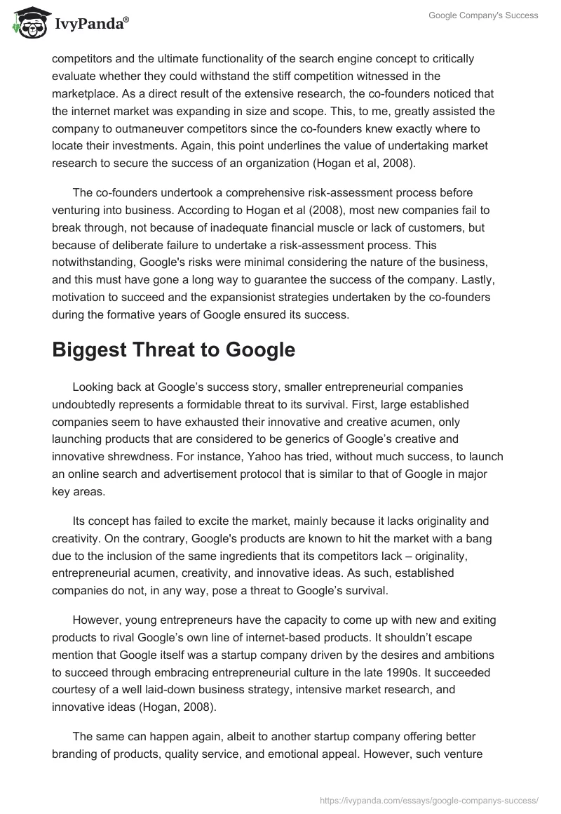 Google Company's Success. Page 3