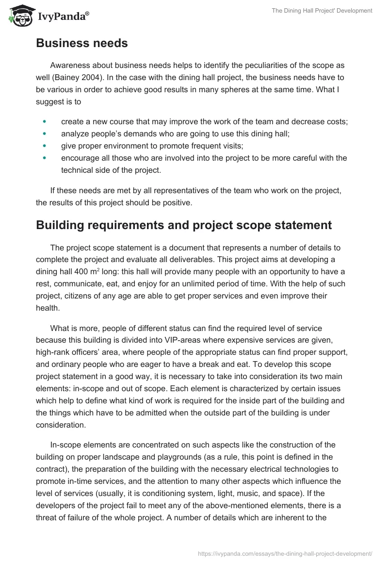 The Dining Hall Project' Development. Page 3