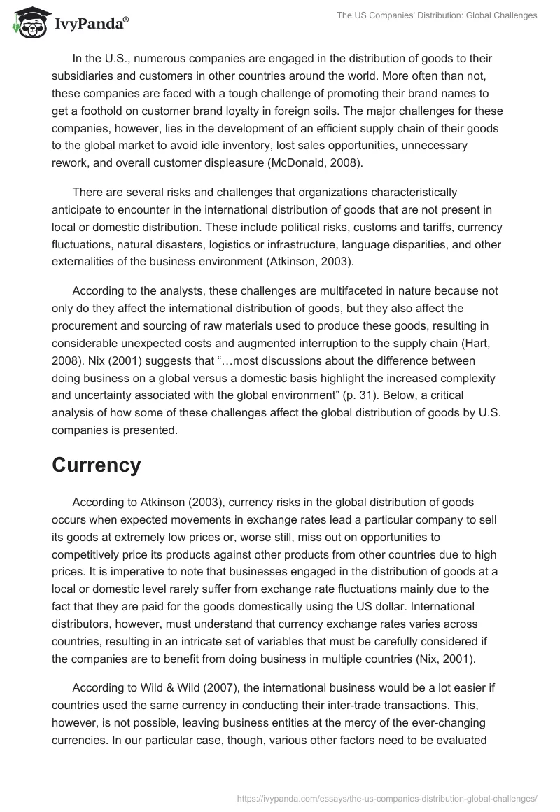 The US Companies' Distribution: Global Challenges. Page 2