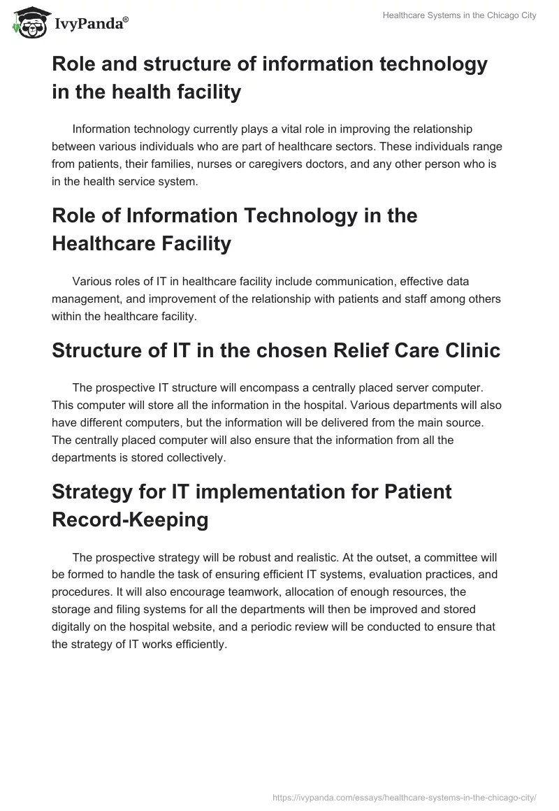 Healthcare Systems in the Chicago City. Page 5