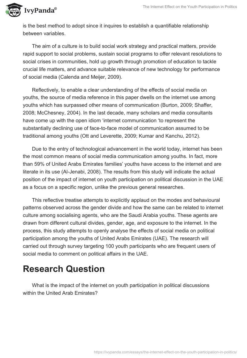 The Internet Effect on the Youth Participation in Politics. Page 2