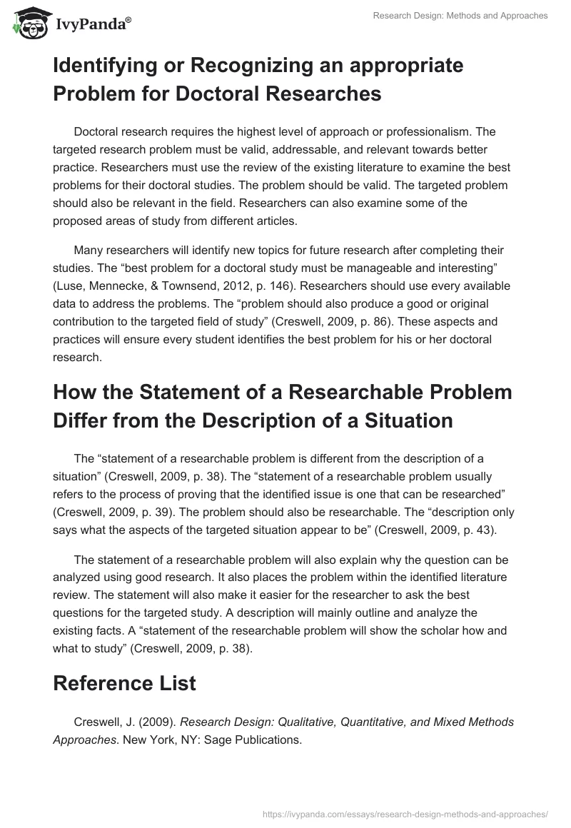 Research Design: Methods and Approaches. Page 4