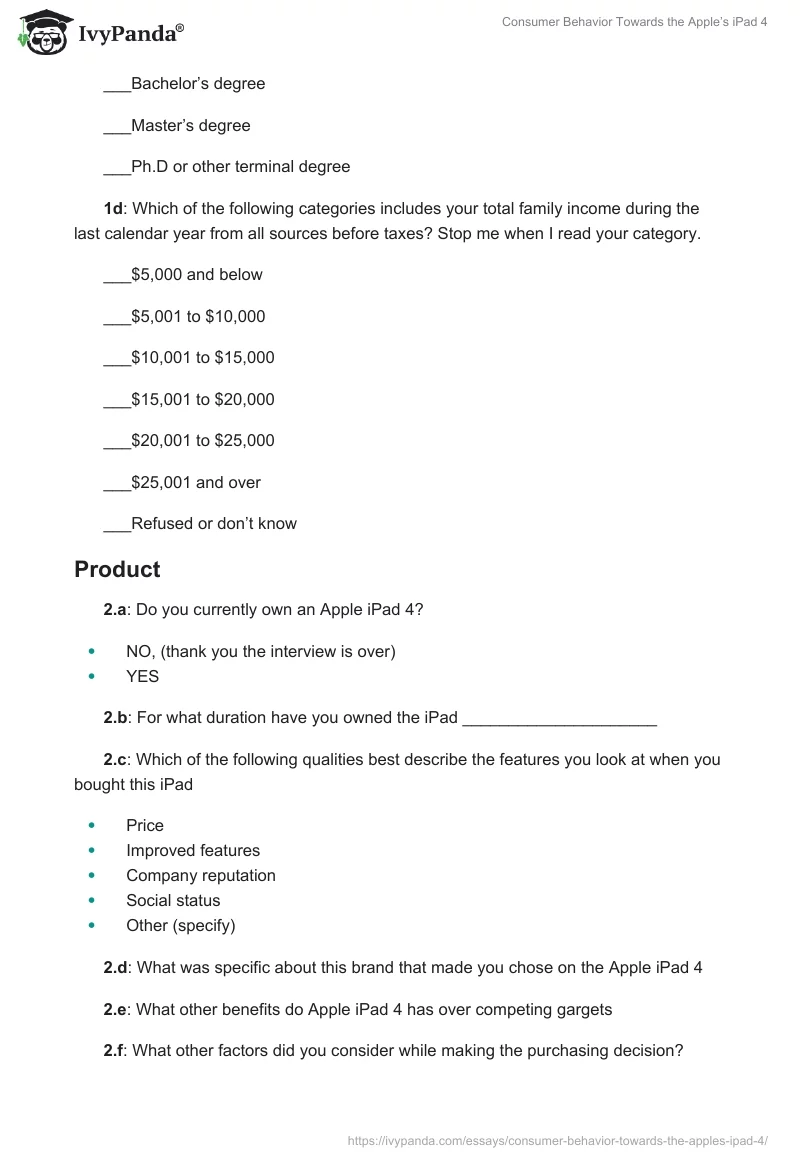 Consumer Behavior Towards the Apple’s iPad 4. Page 5