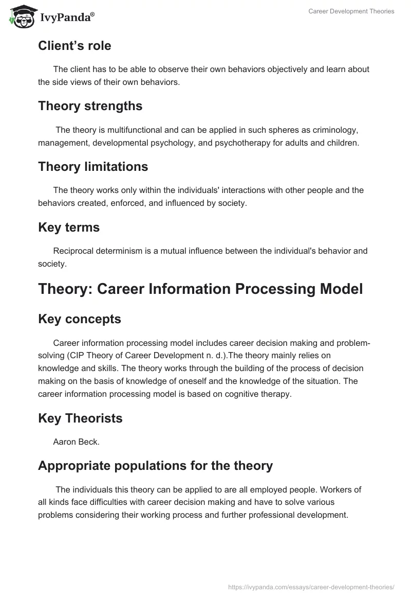 Career Development Theories. Page 2