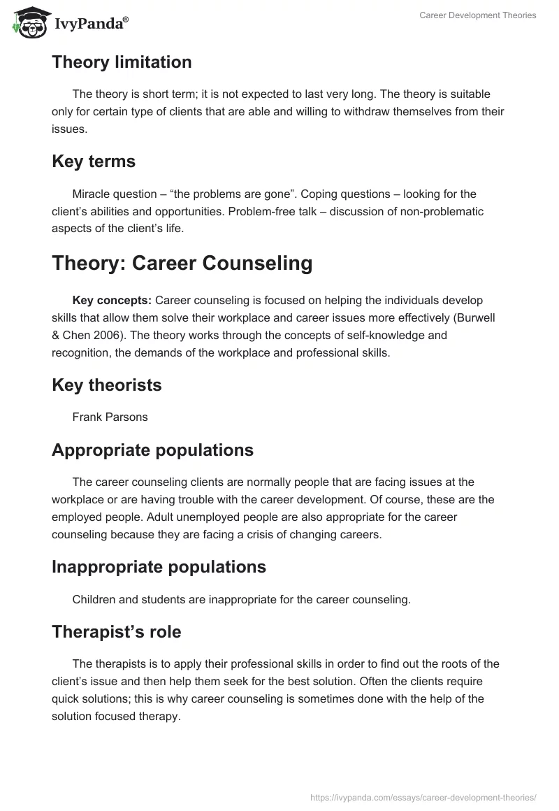 Career Development Theories. Page 5