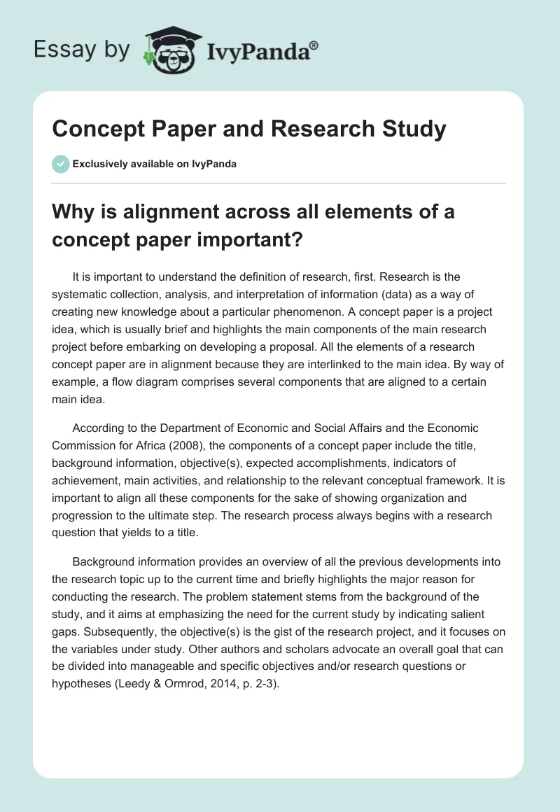 Concept Paper and Research Study. Page 1