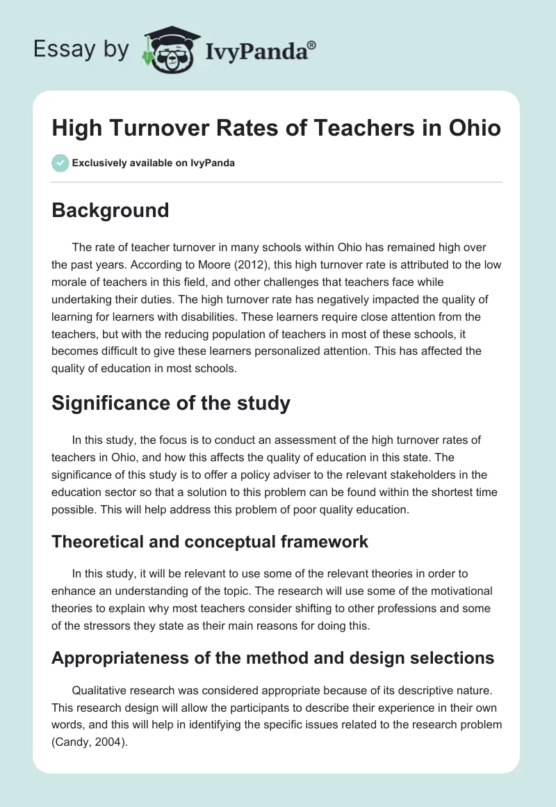 High Turnover Rates of Teachers in Ohio. Page 1