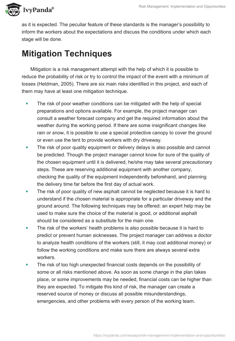 Risk Management: Implementation and Opportunities. Page 3