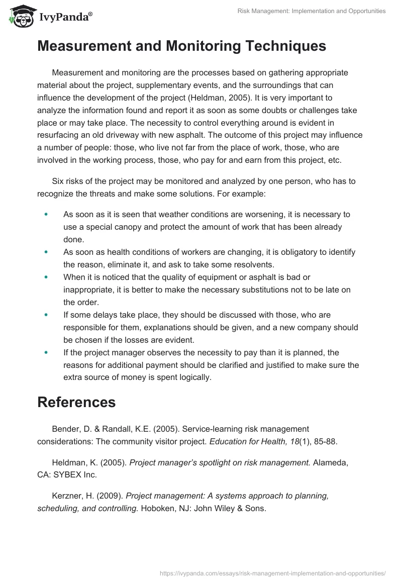 Risk Management: Implementation and Opportunities. Page 4