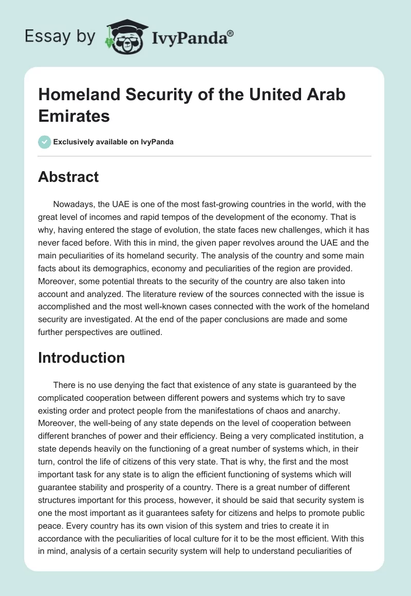 Homeland Security of the United Arab Emirates. Page 1