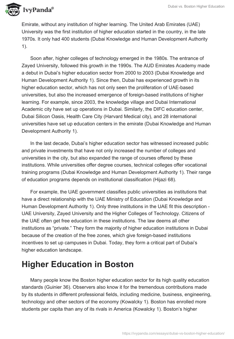 Dubai vs. Boston Higher Education. Page 2
